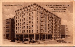 Postcard Lankershim Hotel in San Francisco California~134466