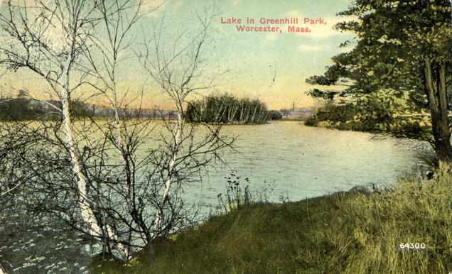 Lake in Greenhill Park - Worcester MA, Massachusetts - pm 1910 - DB