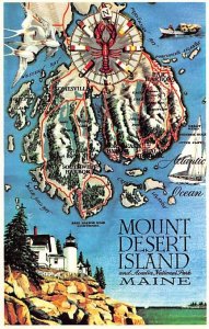 Mount Desert Island, Maine USA Map Unused 