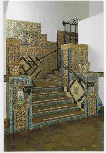 Stairway Santa Barbara Courthouse Tunisian & Spanish tiles, California 4 by 6