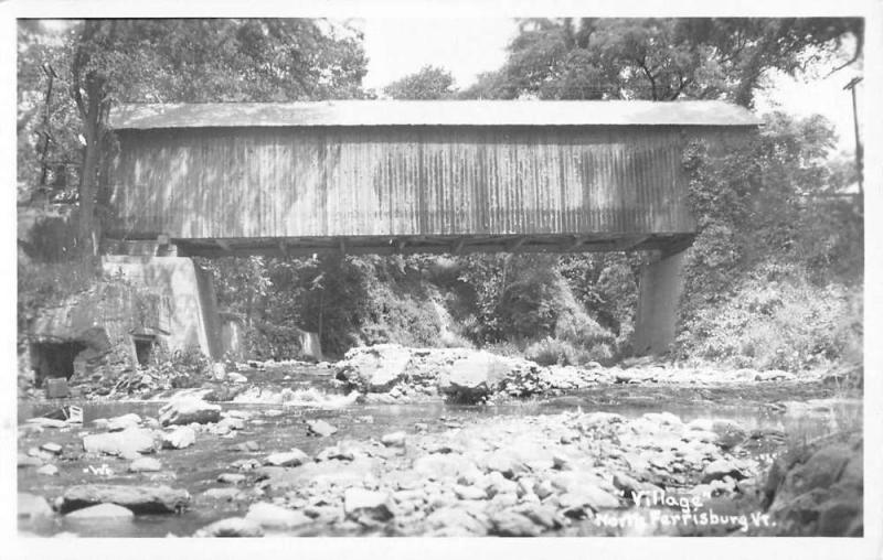 North Ferrisbug Vermont Covered Bridge Real Photo Antique Postcard K84685 