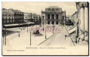 Old Postcard Montpellier Place de la Comedie and the Grand Theater