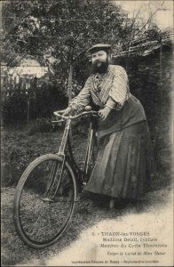 Circus Bearded Lady Woman Bicycle Thaon les Vosges Madame Delait Postcard