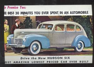 1940 HUDSON SIX CAR DEALER ADVERTISING POSTCARD VINTAGE CARS '41 HUDSON