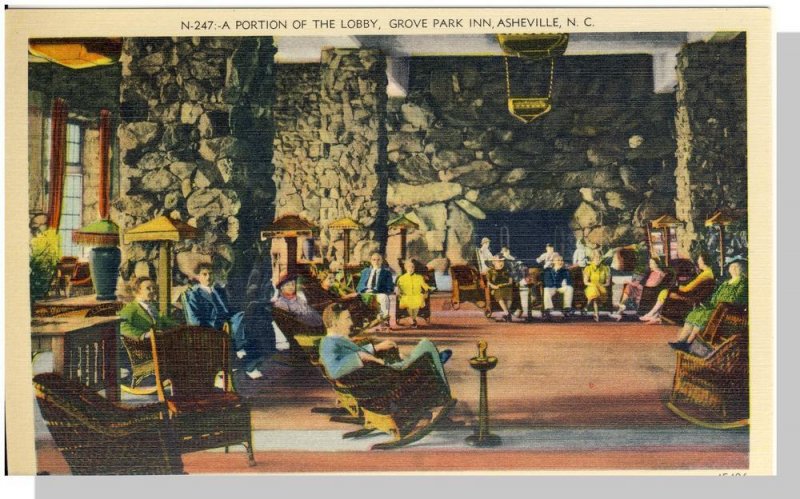 Nice Asheville, North Carolina/NC Postcard, Grove Park Inn Lobby Near Mint!