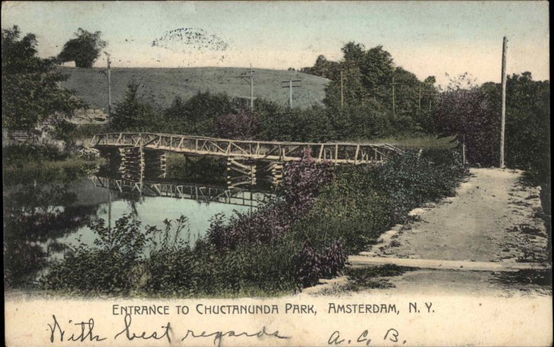 Amsterdam New York NY Chuctananda Park Entrance c1910 Vintage Postcard