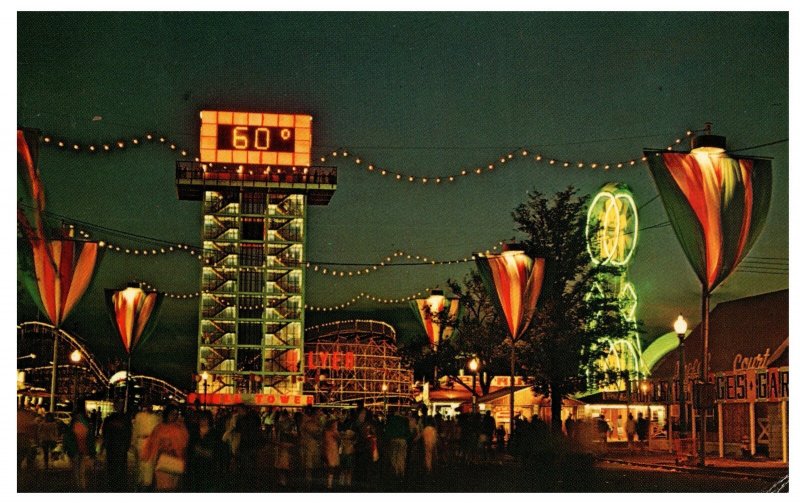 Canadian National Exhibition Night View Shell Tower Toronto Vintage Postcard