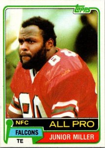 1981 Topps Football Card Junior Miller Atlanta Falcons sk10263