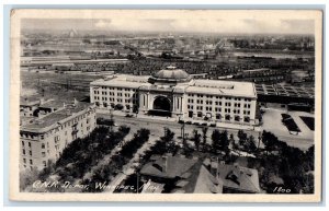 Winnipeg Manitoba Canada Postcard View of C.N. R. Depot 1931 Vintage Posted