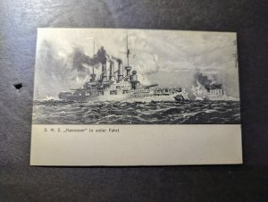 Mint Germany Ship Naval Postcard SMS Hannover in Full Speed