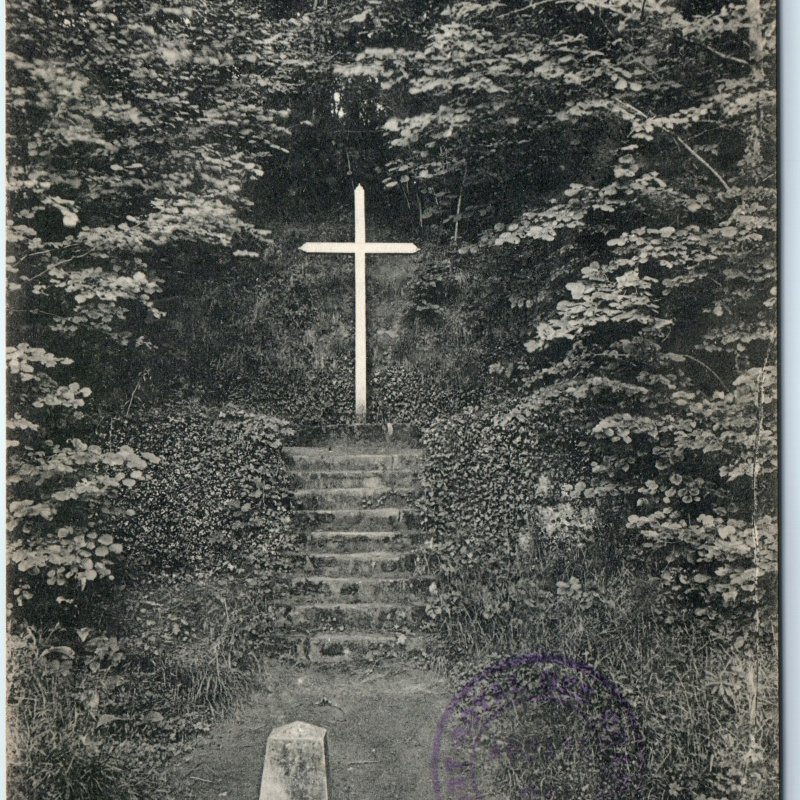 c1900s Port-Royal, France Abbey Solitude Cross Steps Forest Religious Site A360