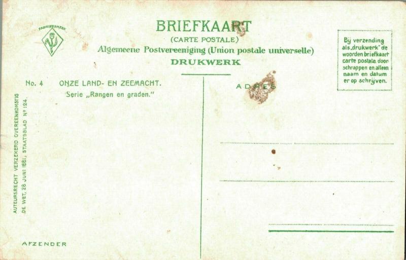 Military postcard Luitenant ter zee 2e klasse Groote tenue 02.14