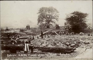 Golcar Colne Valley Huddersfield LNW Canal Flood W. Yorkshire c1904 RP Postcard