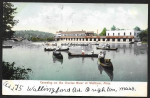 Canoeing Charles River Waltham Massachusetts Used c1907
