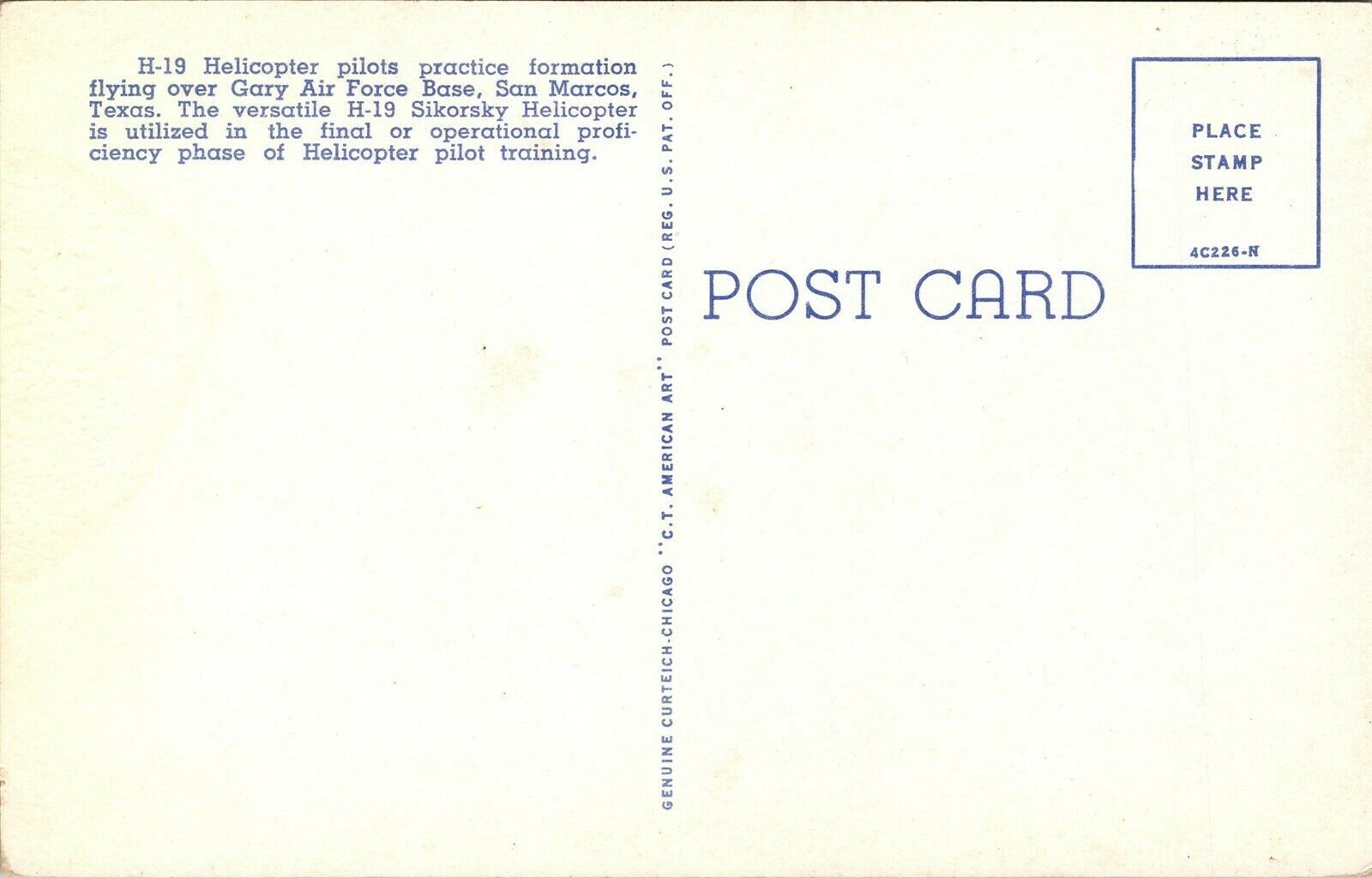 Vtg San Marcos Texas TX Helicopters Over Gary Air Force Base Postcard