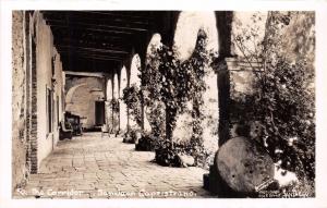 SAN JUAN CAPISTRANO MISSION CA~THE CORRIDOR~BUNNELL REAL PHOTO POSTCARD 1930s