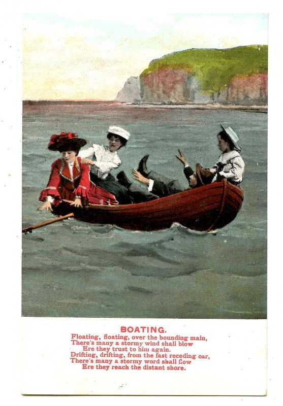 Boating - Vintage Card with a Story in Verse