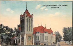 Lewistown Maine~First Universalist Church of the Redeemer~Beautiful Windows~1910