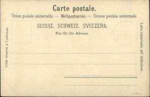 Swiss Red Cross Shield Schweiz Mountains Flowers c1900 Postcard