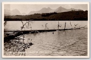 RPPC Idaho Sawtooth Mountains From Redfish Lake Real Photo Postcard C34