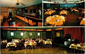 Golden Steer Restaurant Sheridan Wyoming Postcard Multi View Interior Dining Bar