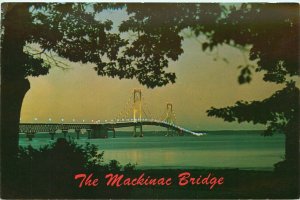 1968 Mackinac Bridge “Mighty Mac” Suspension Bridge, Vintage Postcard