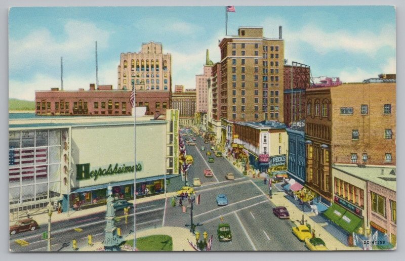 Grand Rapids MI~Monroe Avenue Looking West From Division Avenue~Vintage Postcard 