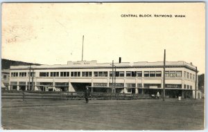c1910s Raymond, Wash Central Block Strip Mall Shopping Center Grocery PC WA A147