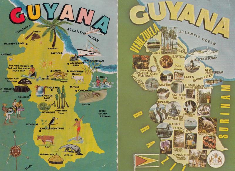 The Guyana Tragedy Jim Jones Suicide Cult 1970s Map 2x Postcard s