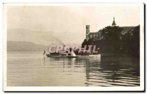 Old Postcard Aix Les Bains The boat lake Swans