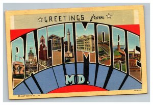 Vintage 1940's Postcard Greetings From Baltimore Maryland City Views