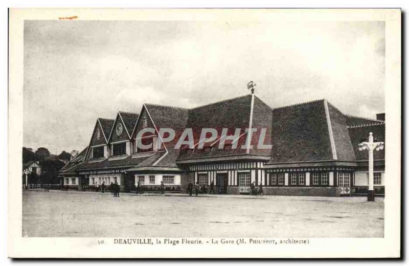 Old Postcard Deauville flowered beach station