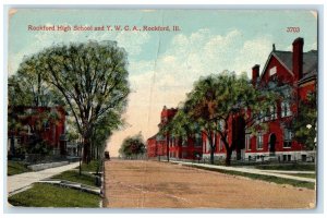 1910 Rockford High School YWCA Exterior Building Rockford Illinois IL Postcard