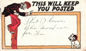 Vintage Postcard This Will Keep You Posted Old Man & Little Dog Puppy Comics