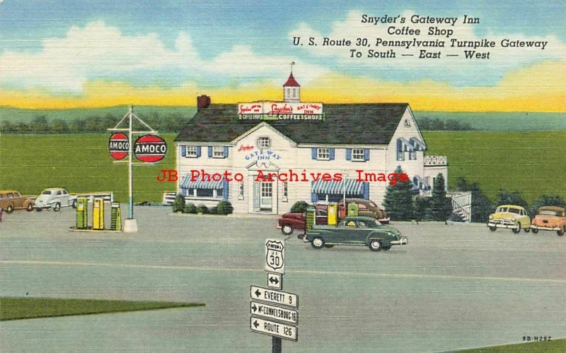 PA, Breezewood, Pennsylvania, Snyder's Gateway Inn, Amoco Gas Station, Route 30