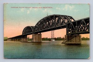 CANADA PACIFIC RAILWAY BRIDGE NEAR MONTREAL WAR TAX STAMP POSTCARD 1915
