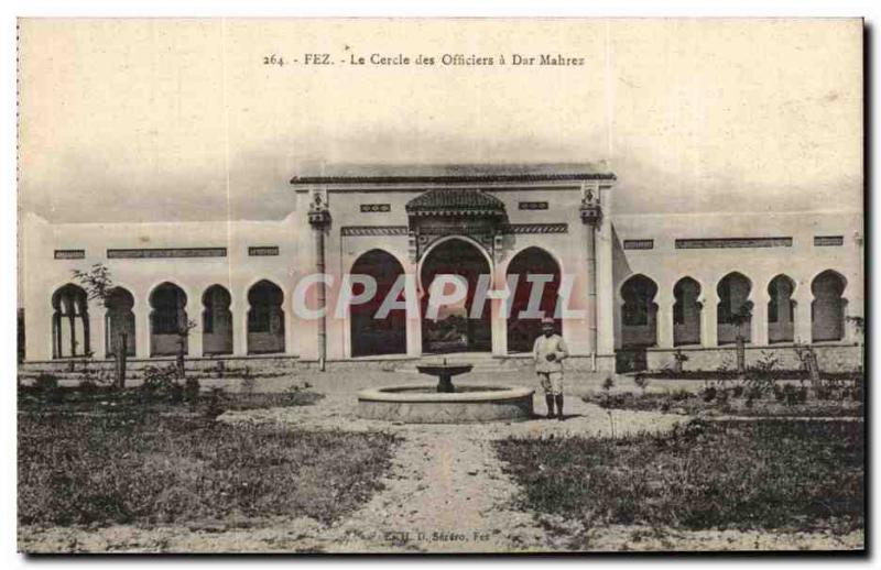 Old Postcard Morocco Fez The circle of officers in Dar Mahrez