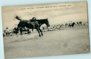 1938 Biting The Dust Cheyenne Frontier Days Wyoming WY South Pasadena Postcard 