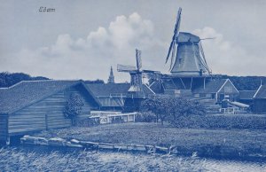 Edam Volendam North Holland Real Photo Unique Blue Postcard