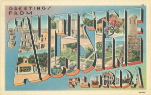 Florida St. Augustine large Letters multi View Tichnor Florida Postcard 22-3249
