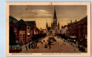 Berlin Germany Postcard Hardenbergstrasse Kaiser Wilhelm Memorial Church 1927
