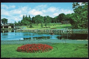 Ontario ~ GANANOQUE Confederation Park, River and Foot Bridge Chrome 1950s-1970s