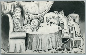 FORTUNE TELLER AMERICAN ANTI-GERMAN PROPAGANDA VINTAGE POSTCARD