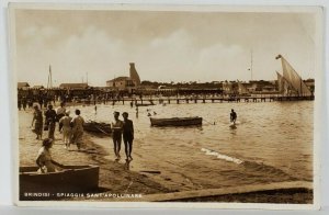 Rppc Italy BRINDSI Spiaggia Sant' Apollinare 1950s Men on Beach Postcard R20