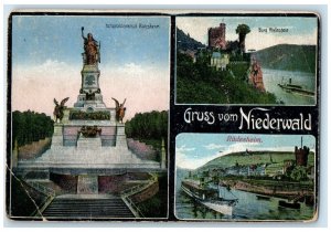 c1910 Rheinstein Greetings from Niederwald Hesse Germany Multiview Postcard