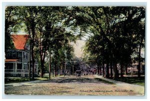 1911 Silver St. Looking South Horse Carriage Waterville ME Antique Postcard