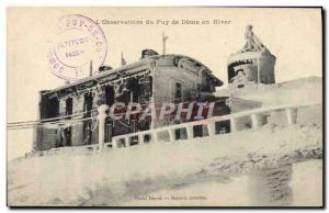 Old Postcard L & # 39Observatoire Du Puy de Dome In Winter