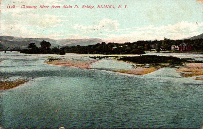 New York Elmira Chemung River From Main Street Bridge 1909