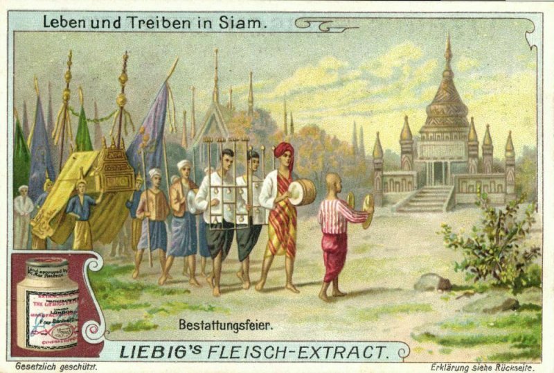 siam thailand, Funeral Procession (1899) Liebig Trade Card