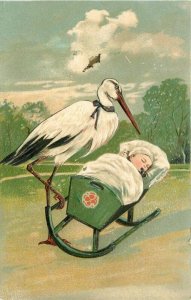 Artist impression C-1910 PFB Stork Child Care Rock the Cradle Postcard 21-12784